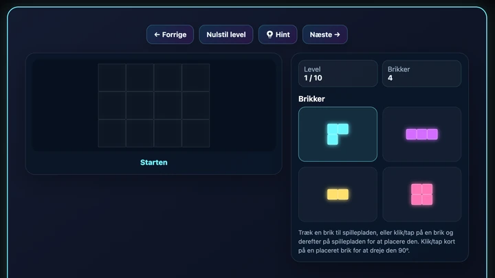 PixelIQ med farvede brikker